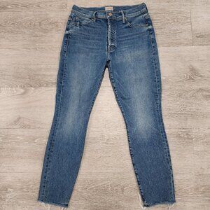 Mother The Stunner Ankle Fray Women's Blue Button Fly Jeans Size 28